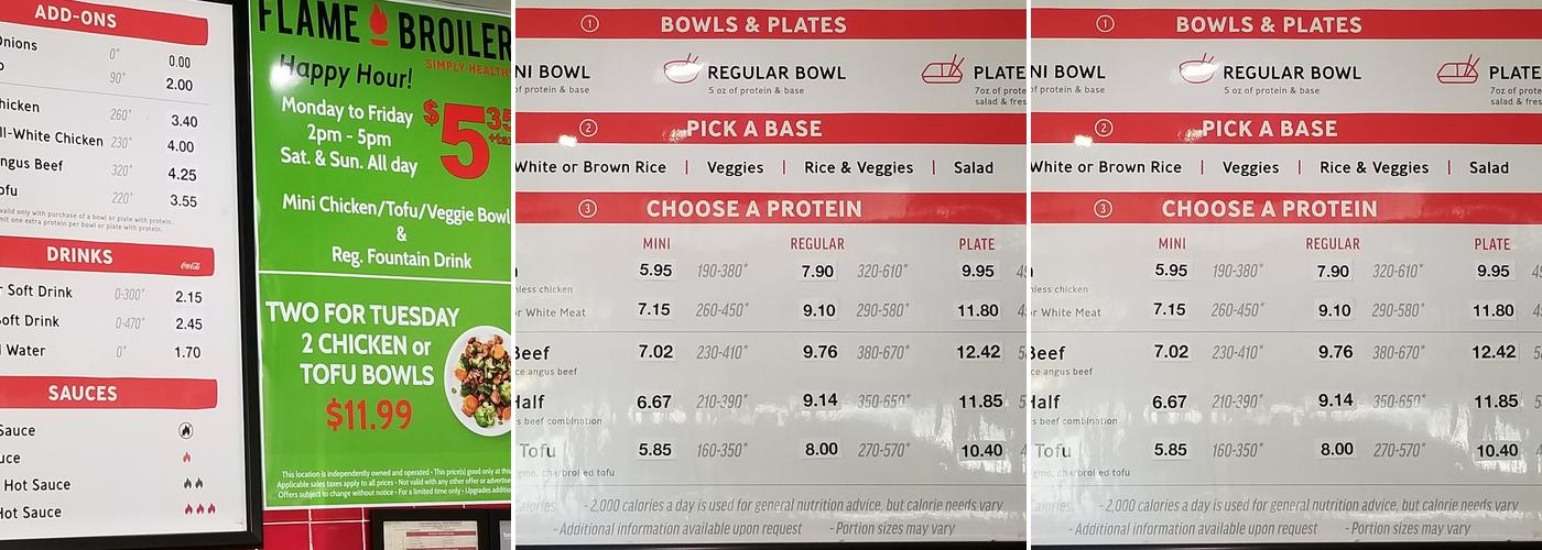 Flame Broiler Menu