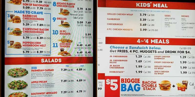Wendy's Menu