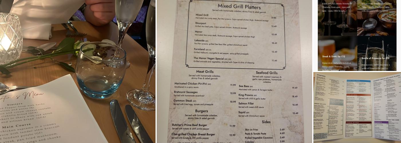 Stourport Manor Hotel Menu