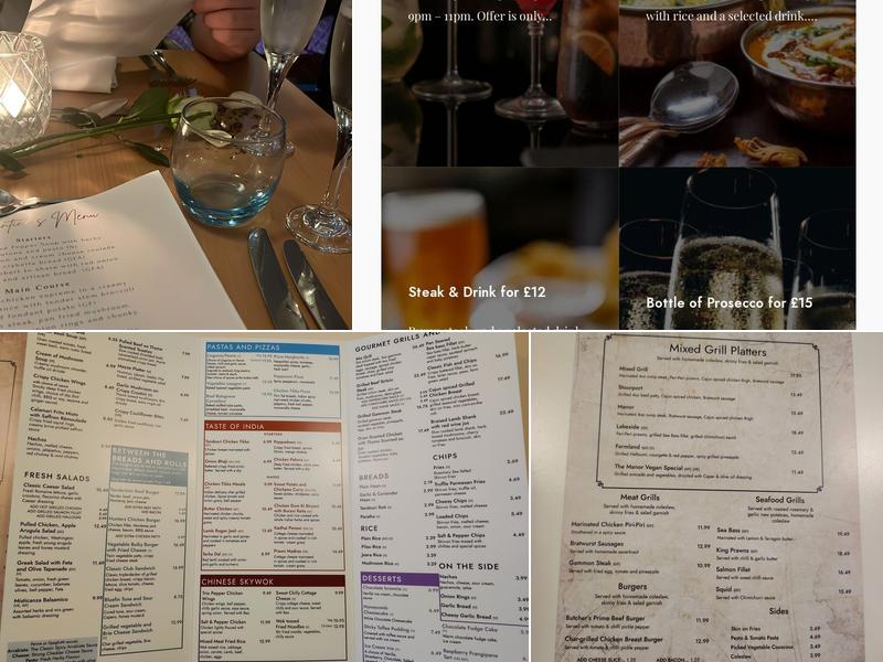 Stourport Manor Hotel Menu