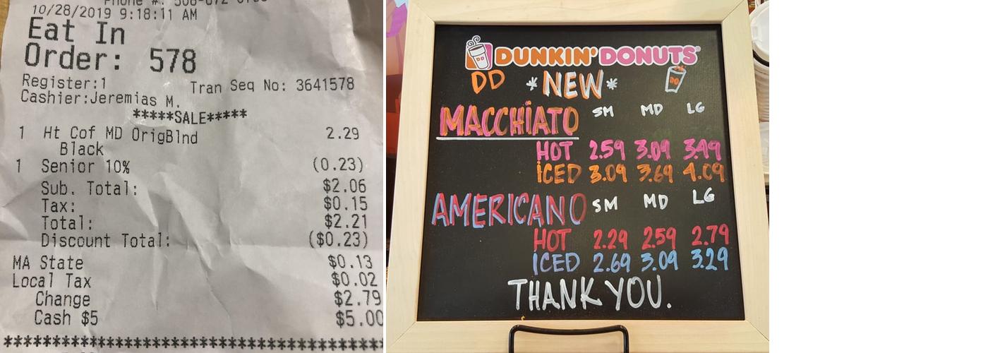 Dunkin' Menu