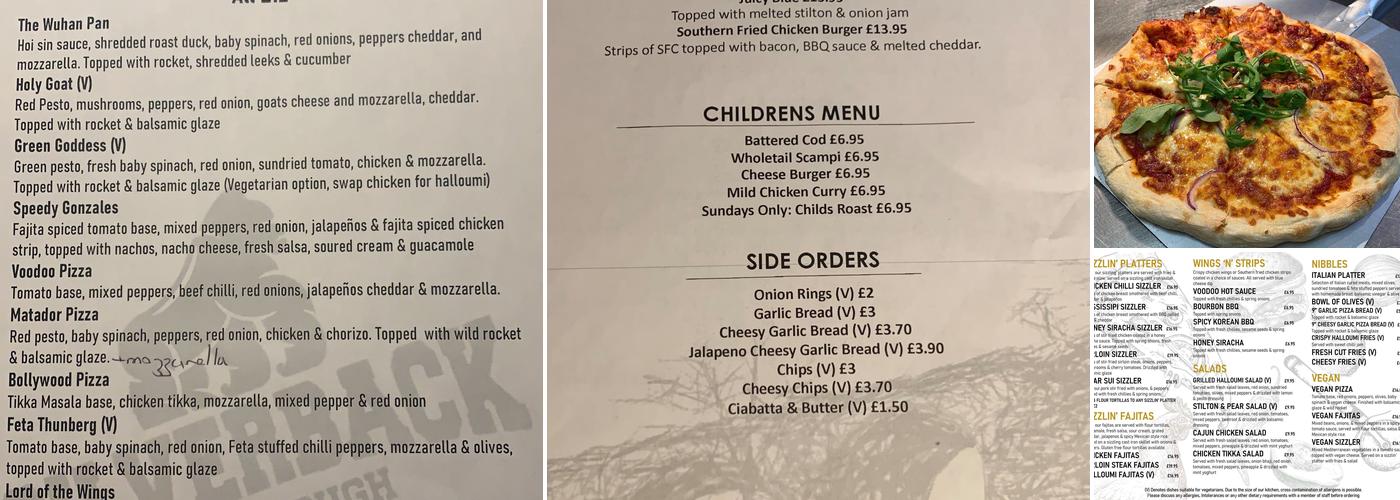 The Rock Tavern Menu