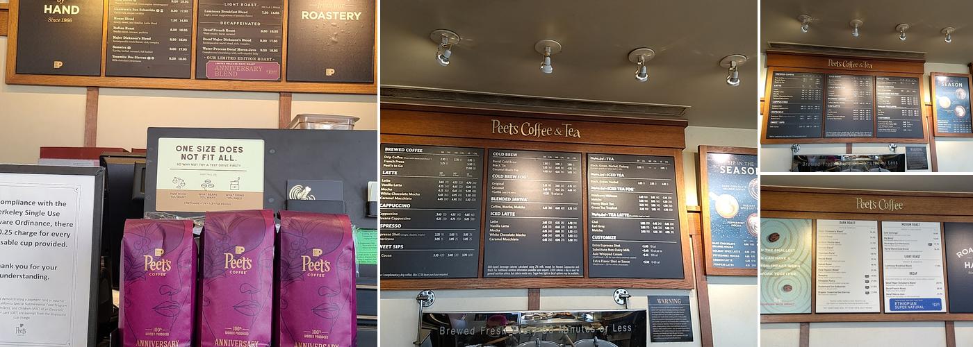Peet's Coffee Menu