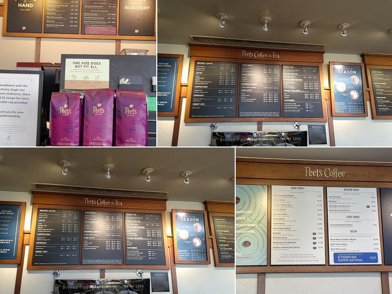 Peet's Coffee Menu