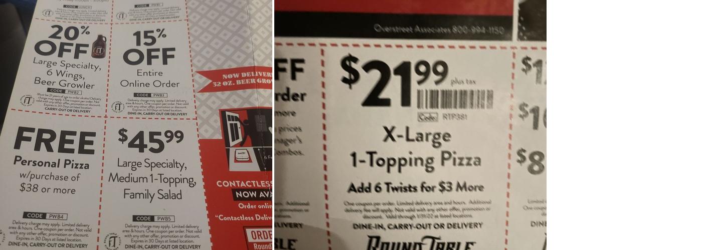 Round Table Pizza Menu