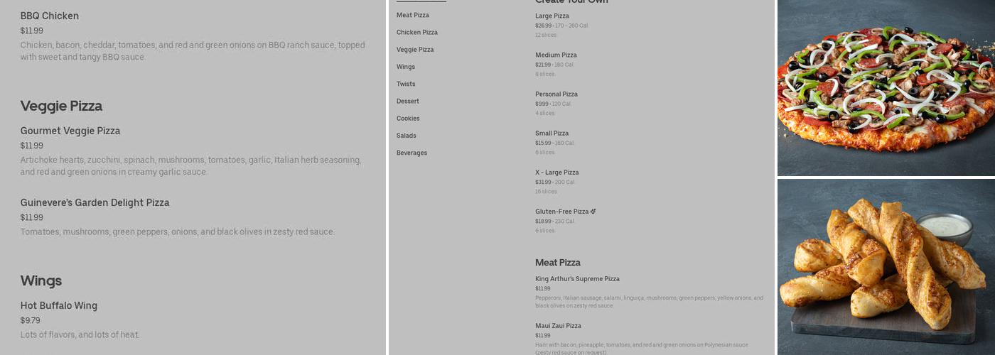 Round Table Pizza Menu