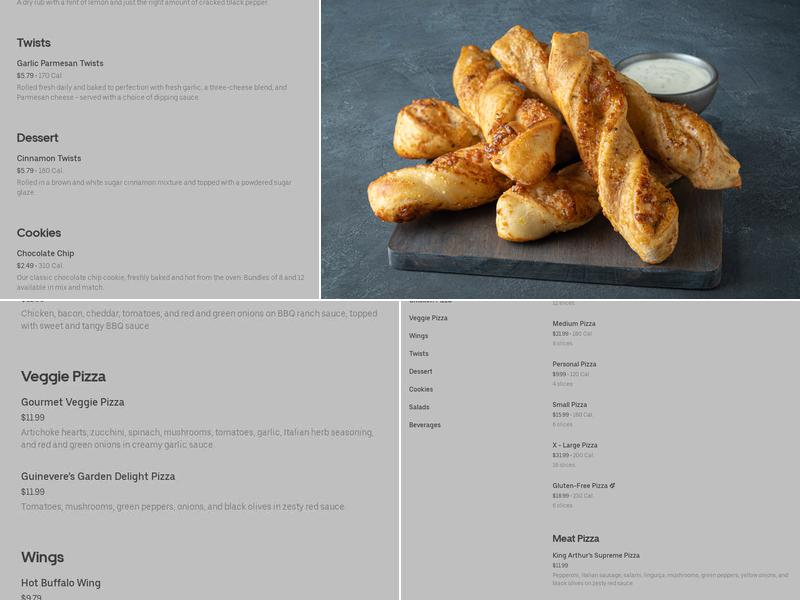 Round Table Pizza Menu