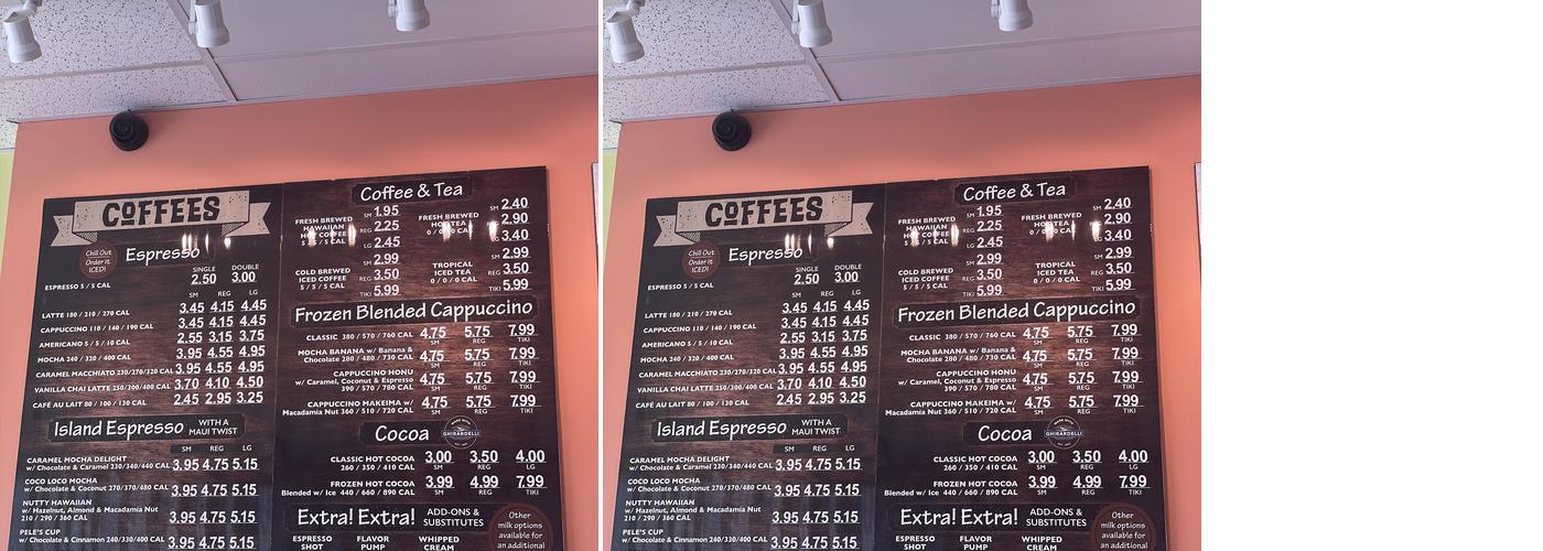 Maui Wowi Hawaiian Coffees & Smoothies Menu
