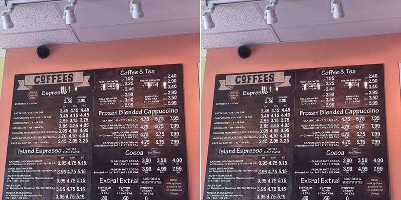 Maui Wowi Hawaiian Coffees & Smoothies Menu