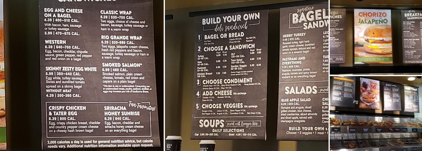 Bruegger's Bagels Menu