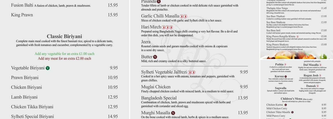 The Blue Lagoon Menu