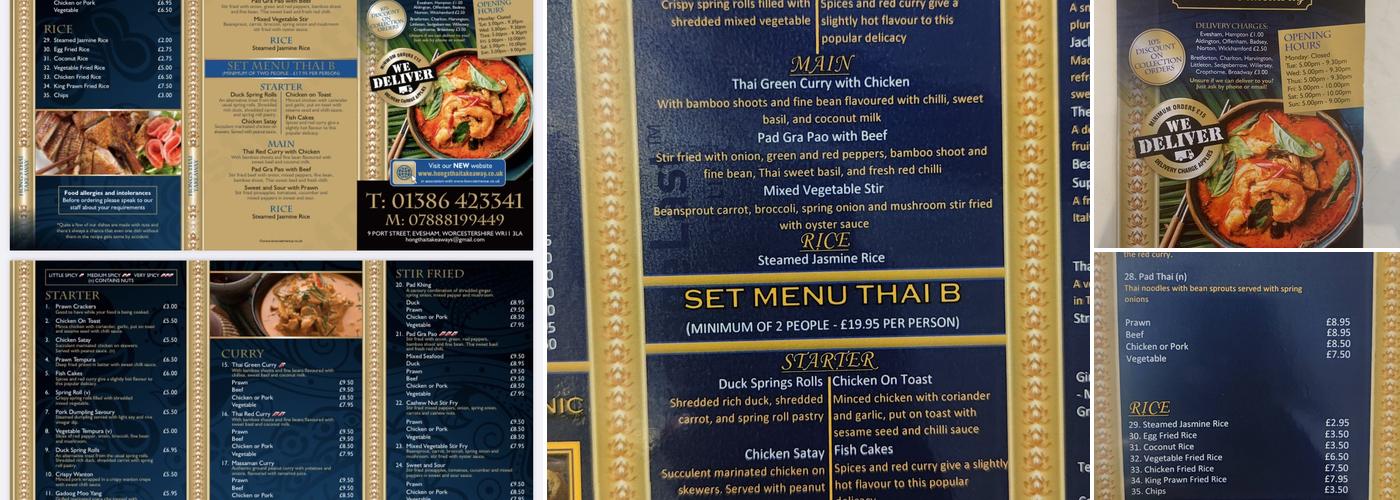 Hong's Thai Takeaway Menu