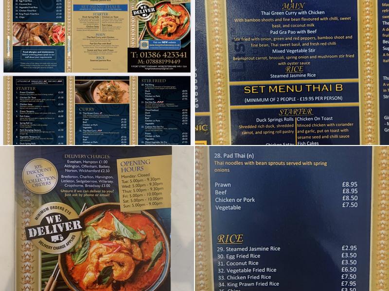 Hong's Thai Takeaway Menu
