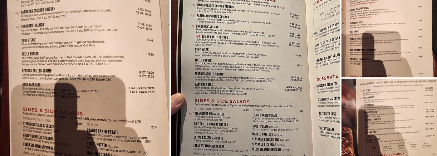 LongHorn Steakhouse Menu