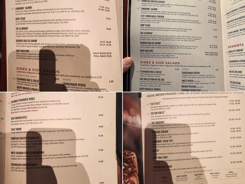 LongHorn Steakhouse Menu