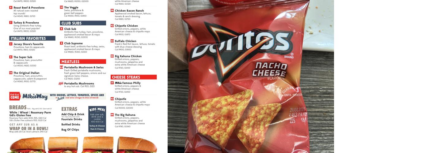 Jersey Mike's Subs Menu