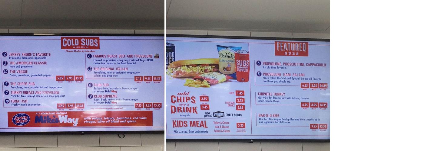 Jersey Mike's Subs Menu