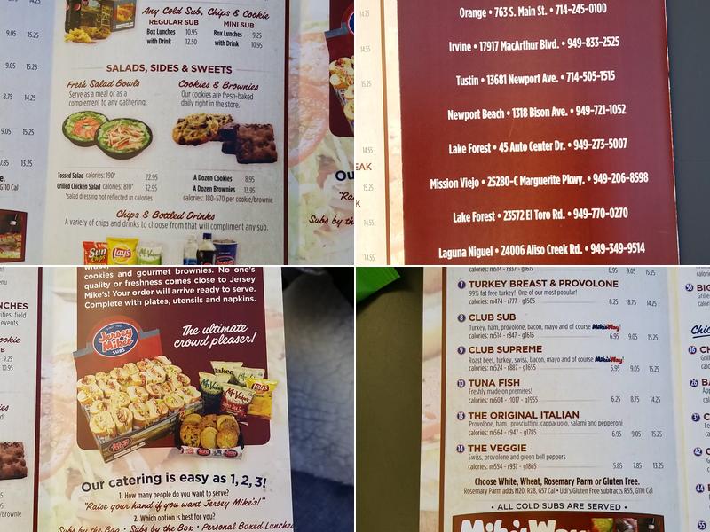 Jersey Mike's Subs Menu