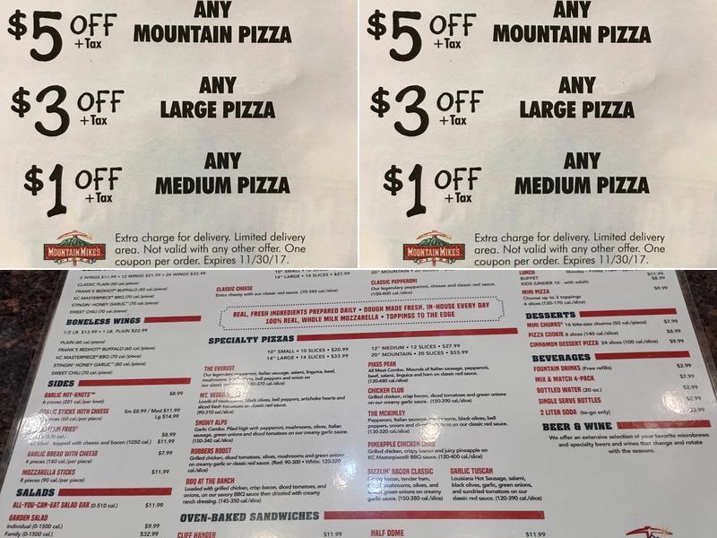 Mountain Mike's Pizza Menu