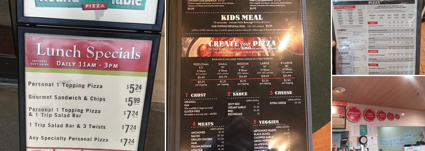 Round Table Pizza Menu