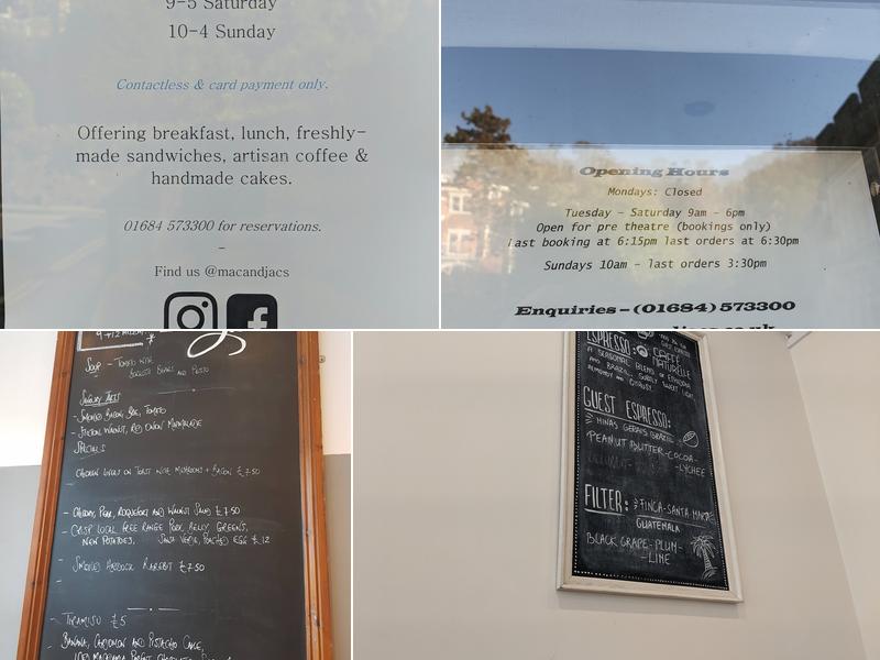 Mac & Jac's Café Malvern Menu
