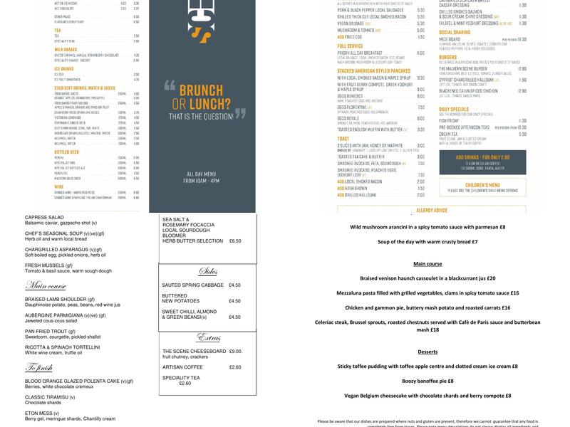 Scene Bistro Menu