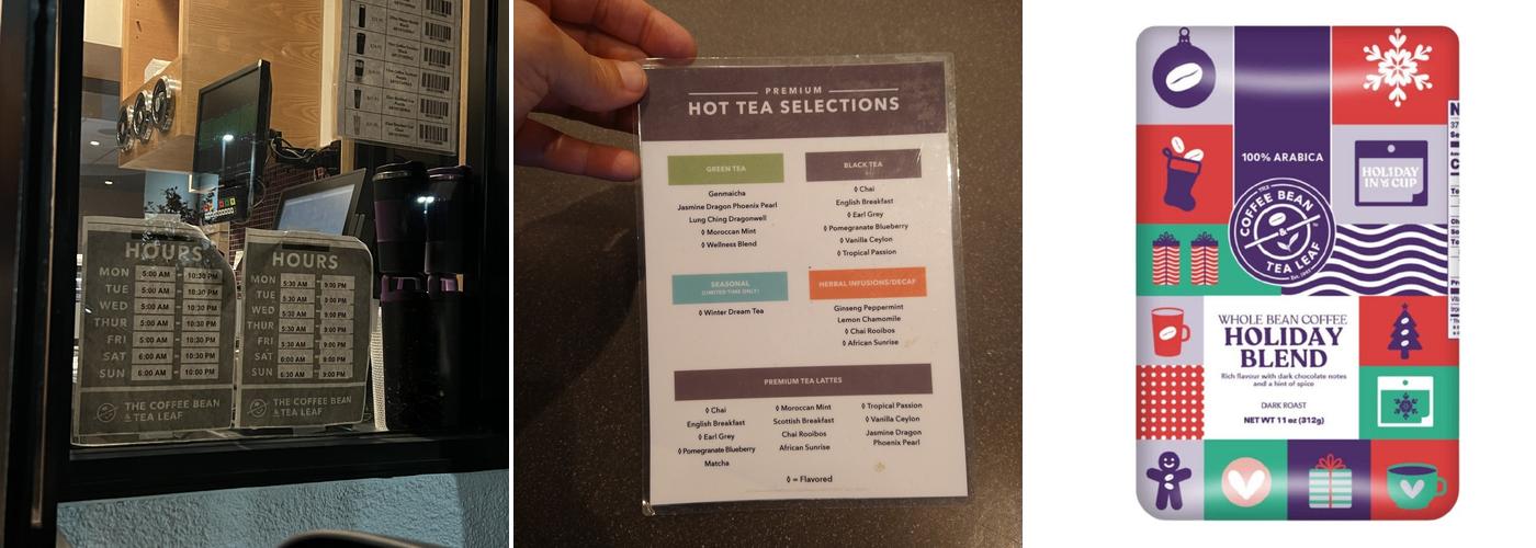 The Coffee Bean & Tea Leaf Menu