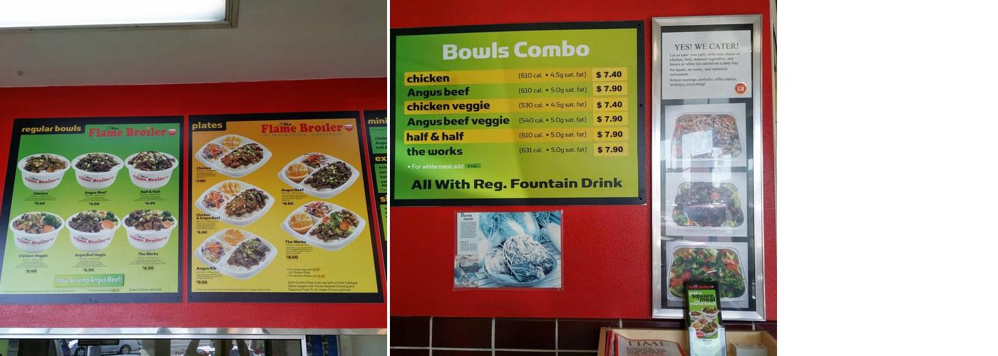 Flame Broiler Menu
