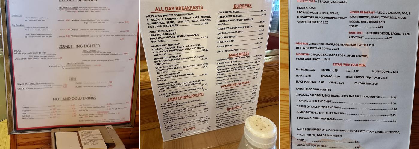 The Friar Tuck Cafe Menu
