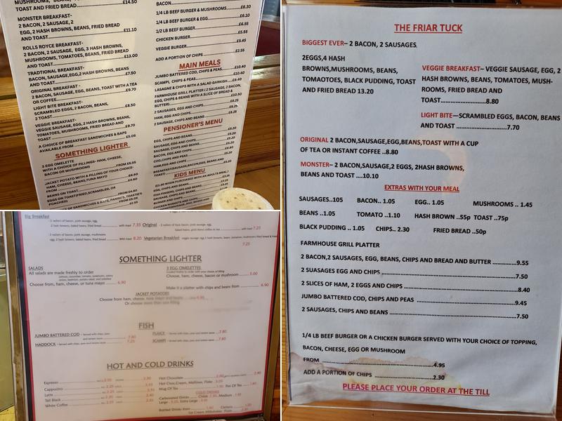 The Friar Tuck Cafe Menu