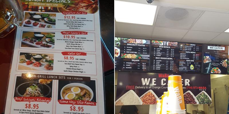 WaBa Grill Menu