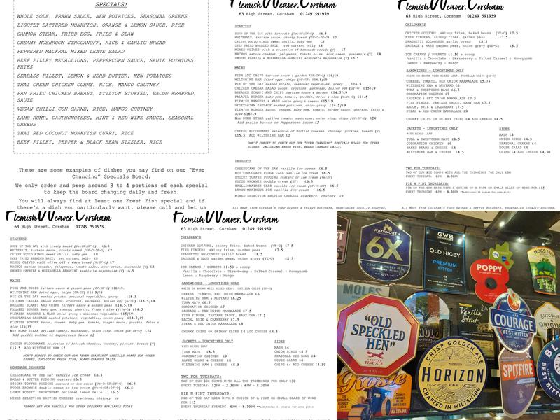 The Flemish Weaver Menu