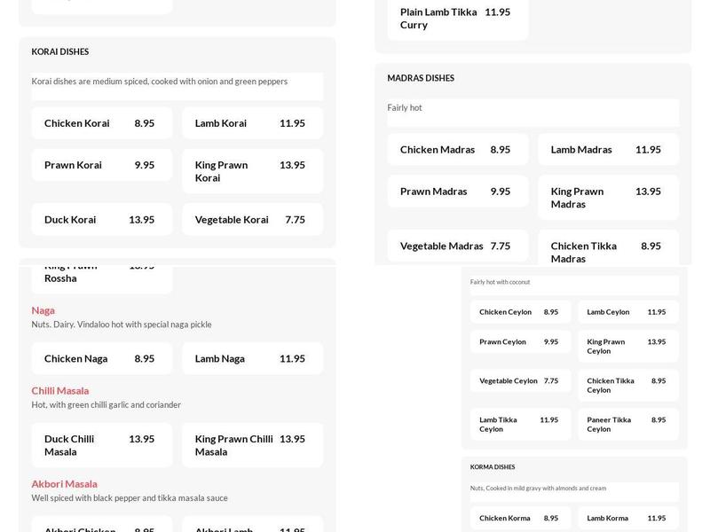 Eastern Paradise Menu