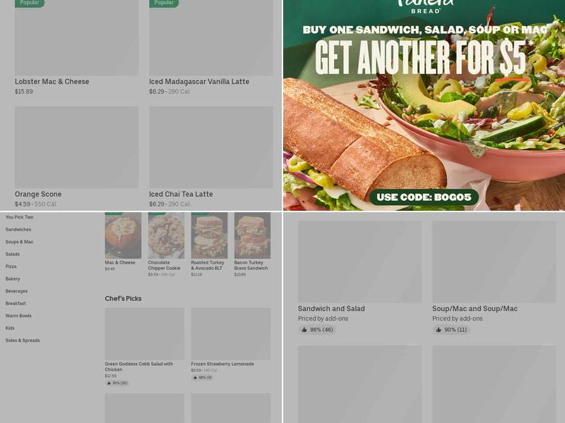 Panera Bread Menu