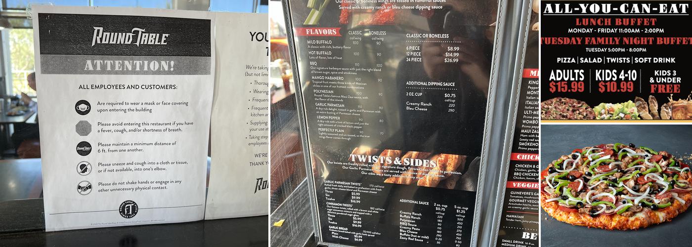 Round Table Pizza Menu