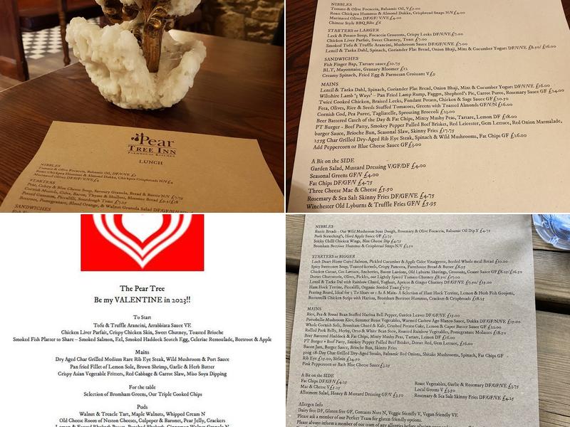 Pear Tree Inn Farmhouse Kitchen with Bar & Rooms Menu