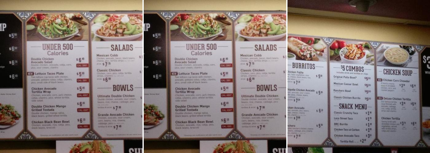 El Pollo Loco Menu