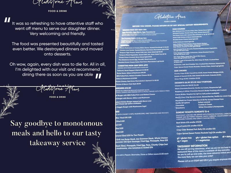 The Gladstone Arms Menu