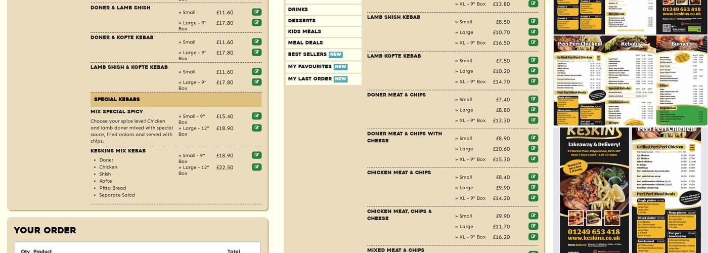 Keskins Takeaway (Chippenham) Menu