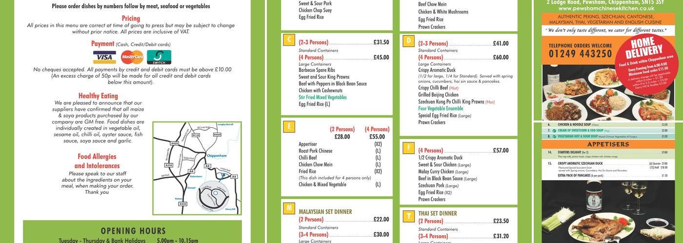 Pewsham Chinese Kitchen Menu