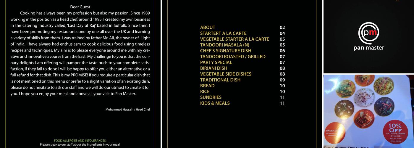 Pan Master by Cinnamon Lounge Menu