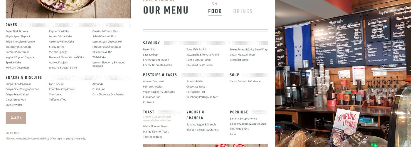 Coffee#1 Trowbridge Menu