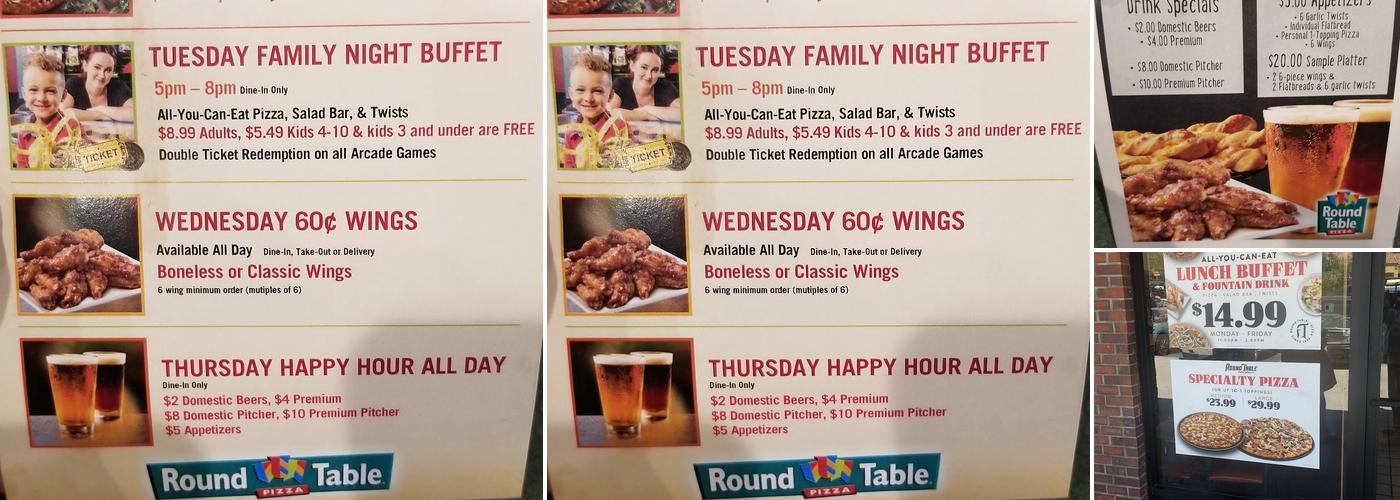 Round Table Pizza Menu