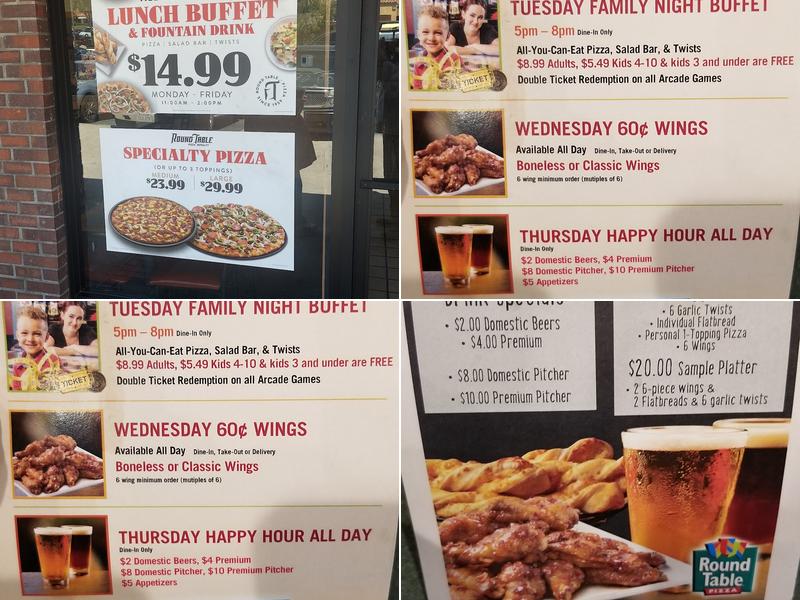 Round Table Pizza Menu