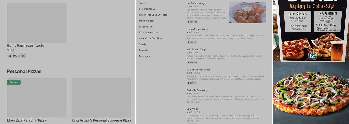Round Table Pizza Menu