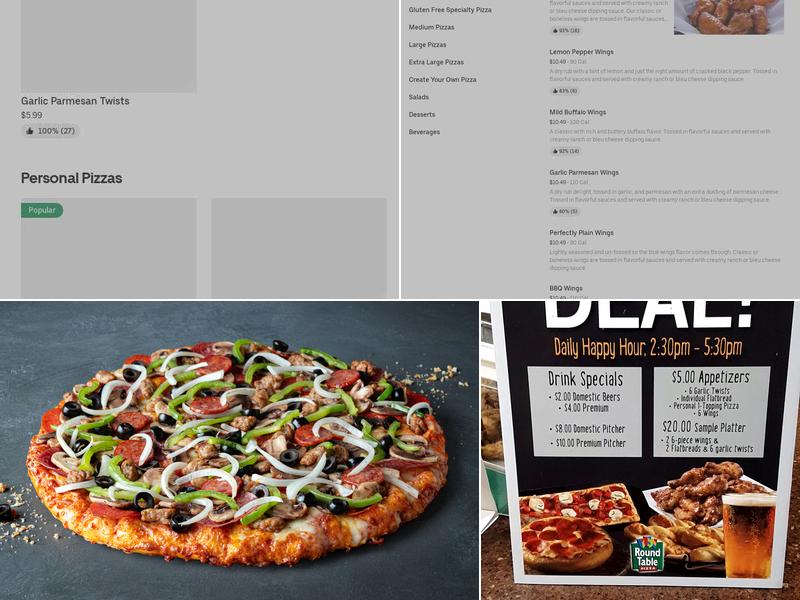 Round Table Pizza Menu