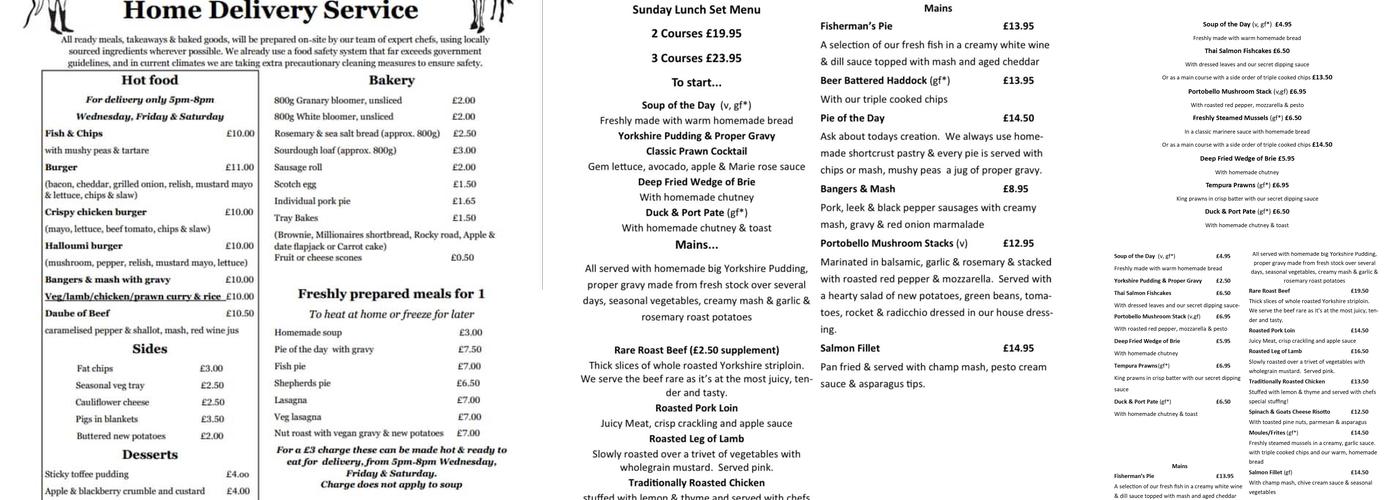 Fox & Hounds Menu