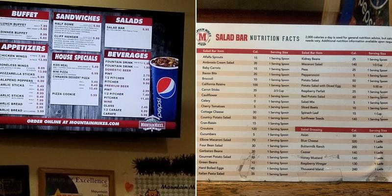 Mountain Mike's Pizza Menu