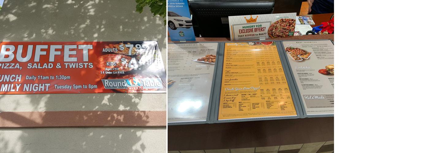 Round Table Pizza Menu