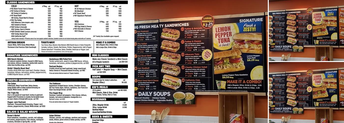 TOGO'S Sandwiches Menu